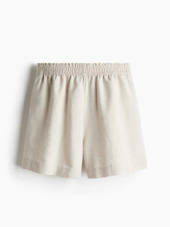 H&M Pants - NWT H&M Women's Elastic-Waist Linen-Blend Shorts - Cream and navy BUNDLE